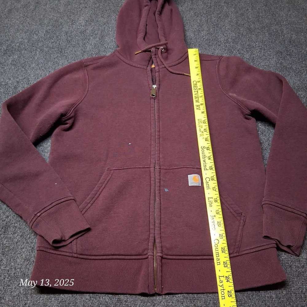 * Carhartt Full Zip Hoodie Women Size Small 4/6 Maroon‎ Relaxed Mid Weight - Picture 4 of 8